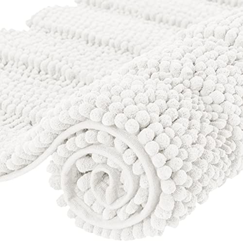 CHUN YI Tapis de Bain en Microfibre Chenille Douce Absorbant l'eau 50X80 cm, Tapis de Sol à Poils Longs et Courts Lavable en Machine pour Salle de Bain (Ivoire) Cover