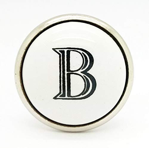 G Decor Letter White Monograms Ceramic Door Knobs (B)