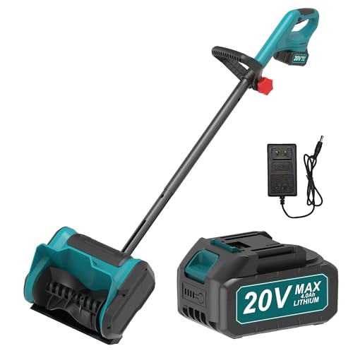 600W Akku-Schneefräse 20V-Bis 6m Schneewurf & 16cm Höhe-4000mAh Akku für Hof & Gehweg (Blau 03)