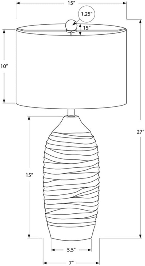 Pemberly Row 27" Resin Table Lamp, Gray Vase-Shaped Base, Ivory Linen Drum Shade, Black Metal Finial, 3-Way Switch, Modern Accent Lighting for Living Room, Bedroom, or Home Office