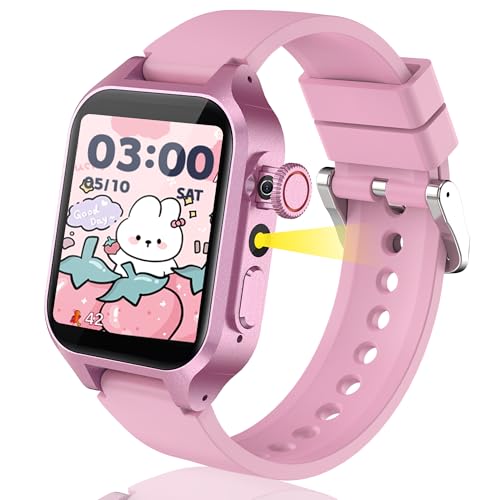 Orolog 32 Giochi Smartwatch Bambini,smartwatch bambina con 22 Sfondi animati,Fotocamera,3 Modalità Sportive,Sveglia,Audiobook,Imparare la carta,Musica,Contapassi,registratore,Regali per ragazze e raga