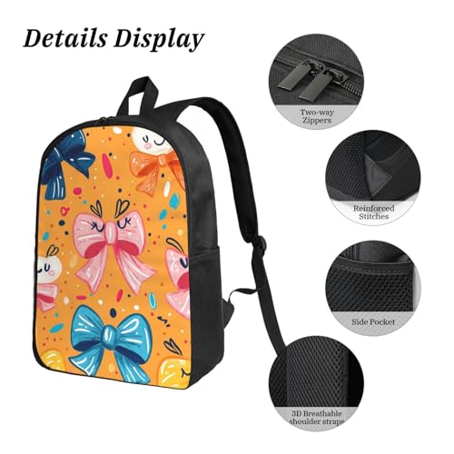 Bow Backpacks 3 Pcs Lightweight Casual Backpack with Fun Graphic Cartoon Print for Travel Work4