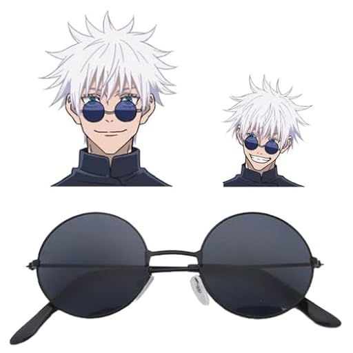 Tongyundacheng Gojo Satoru Gafas de Sol Anime Cosplay Gojo Satoru Gafas Redondas Gafas de Sol Halloween Cosplay Accesorios | Ya disponible en tu tienda friki favorita! En mundofriki.es!