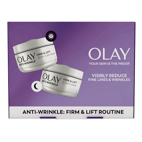 Olay Anti-Wrinkle Firm & Lift Giftset: SPF15 Day Face Cream 50ml + Night Cream Moisturiser 50ml Anti-Ageing Skin Care