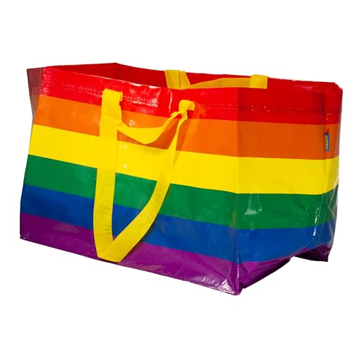 Ikea STORSTOMMA Large Multicolour Striped Rainbow Pride Bags, 71 Litres, 55 x 35 x 37 cm - Set of 5, 55x35cm - Image 2