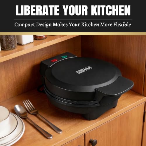 Image of FineMade 7 Inches Classic Waffle Maker Machine, belgian waffle maker with PFAS-Free Ceramic Non-Stick Plates,Waflera electrica, Thin Waffle Maker Crispy, Round Waffle Iron, Graphite