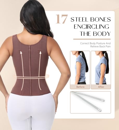 Image of SHAPSHE Waist Trainer Corset for Women Tummy Control Sport Workout Body Shaper Vest for Postpartum Gym Zipper and Hooks
