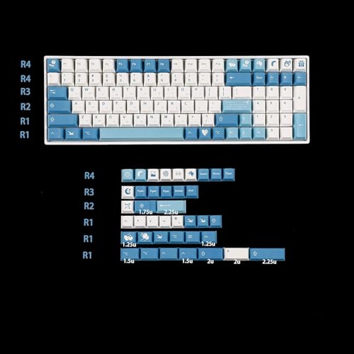 Image of YMDK 143 Sea Fog Love Letter Cherry Profile Dye Sub Thick PBT 5 Sides Mac Keycaps Set for ANSI 104 87 61 96 75 GMMK NCR80 Mx Keyboard