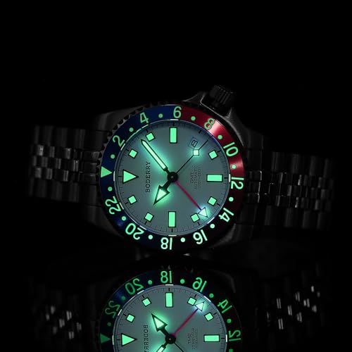 Image of BODERRY Men's Watch Titanium Automatic 200M Waterproof Diver Watch with GMT Automatic Movement and Titanium Bracelet-Admiral