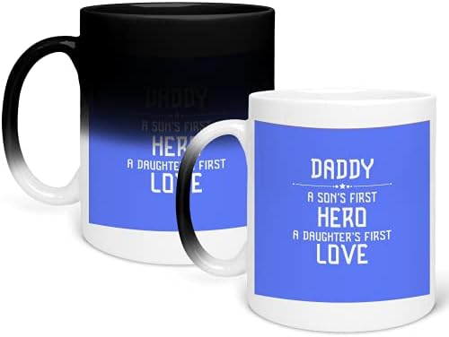 Daddy a Son_s First Hero Birthday Gift for_GA445 Color Changing Mug Magic Heat Coffee Mug – Funny Cup for Home Dorm Decoration Taza que cambia de color 325ml