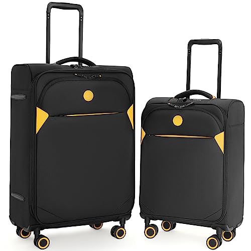 Verage Cambridge Lightweight 2 Piece Luggage Sets,Softside Expandable Spinner Wheel Suitcase,Black,2-Piece Set(20/24)