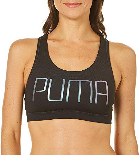 PUMA Women's Powershape Forever Racerback Sports Bra, Puma Black/Iridescent Puma, XS