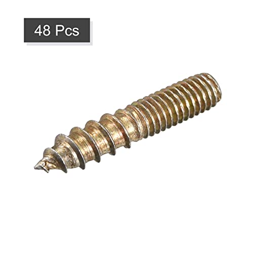 Image of uxcell M6x25mm Hanger Bolts, 48pcs Double Ended Thread Dowel Screws for Wood Furniture Connecting