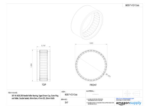 image for SKF HK 1216.2RS Needle Roller Bearing, Caged Drawn Cup, Outer Ring and