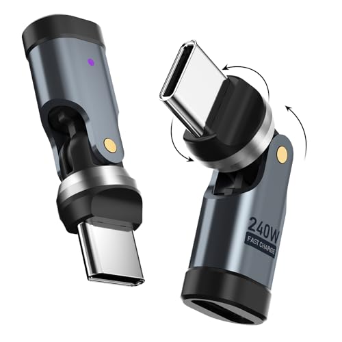 Adaptador USB C de 90 grados MAXAUX conector robusto de 240W para MacBook y iPad de gama alta