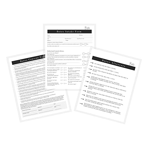 Formulaire d'admission Botox lot de 75 fiches de consentement noir et blanc A1 pour clients