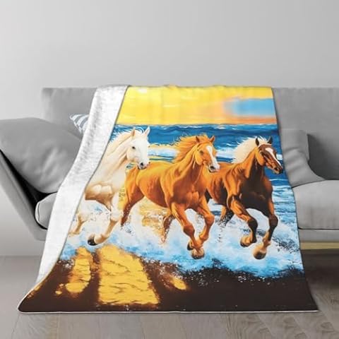 Galloping Horse Blanket Gifts for Women Girls Men, Cowgirl Cowboy Western Decoration for Home Bedroom Living Room Chair Office, Super Soft Cozy Lightweight Throw Blankets 60"x80" Cover