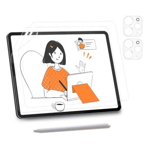 KCT 2+2 Pack Paperfeel Screen Protector Compatible with iPad Pro 11 Inch 2021&2020 with Transparent Camera Lens Protector, Anti-Glare&Matte Compatible with Apple Pencil, for Writing & Drawing Cover
