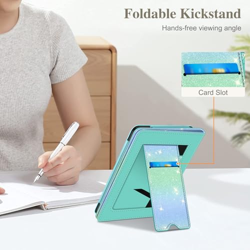 Image of Fintie Case for 7 inch /6.8 inch Kindle Paperwhite(12th /11th Generation-2024 /2021) and Kindle Colorsoft Signature Edition -Slim Foldable Stand Cover Auto Wake /Sleep for Paperwhite 2024, Glitter Seaside Ombre