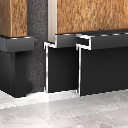 Raouoae Plinthe Aluminium Anodisé 125cm – 4 Pièces, Plinthes Métal Décoratives Pour Sol, Mur Et Plancher, Joint De Mur, Plinthe Moderne En Alliage...