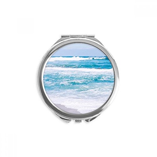 Espejo portátil de bolsillo redondo para maquillaje con temática de playa