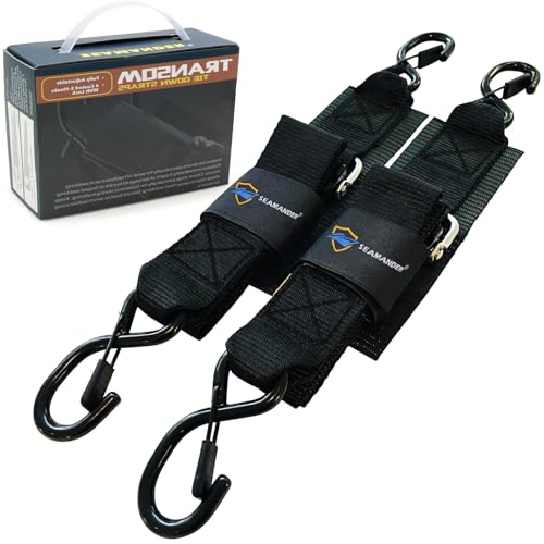 Seamander Boat Tie Down Straps to Trailer- Marine Grade Adjustable Boat Trailer Straps for Boat, Jet Ski, & More(Safety Clips 2inch*48inch)