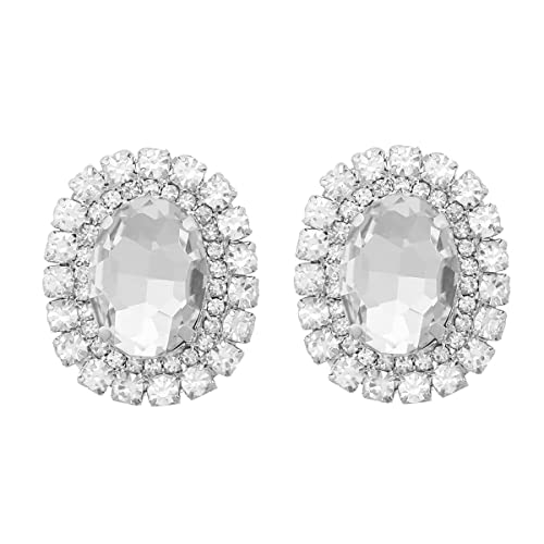 Delicate Oval Rhinestone Stud Earrings for Women Girls Cubic Zirconia Full of Crystal Statement Studs Earring Sparkling Jewelry Gifts Birthday