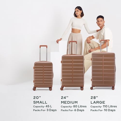 Image of Assembly Odyssey 28 Inch Large Check-in Trolley Bag Hard Shell Polycarbonate Suitcase Lightweight with TSA Lock 8 Spinner Wheels Brown