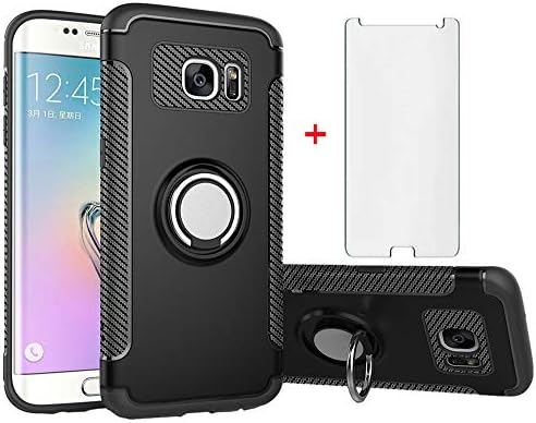 Phone Case for Samsung Galaxy S7 with Tempered Glass Screen Protector Cover and Stand Ring Holder Slim Hybrid Cell Accessories Glaxay S 7 7s GS7 ...