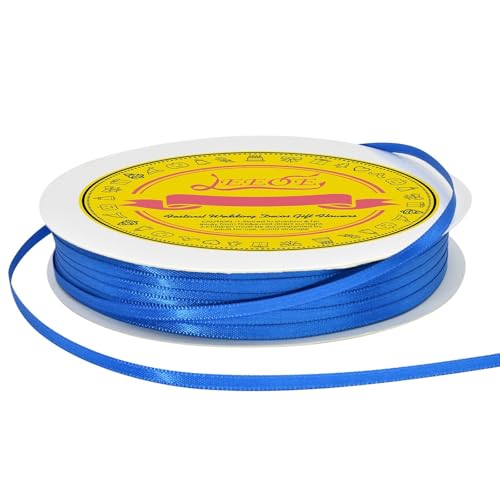 Image of Double Face Royal Blue Satin Thin Ribbon 1 /8 inch X 100 Yards Polyester Royal Blue Ribbon for Gift Wrapping Very Suitable for Weddings Party Hair Bow Invitation Decorations and More