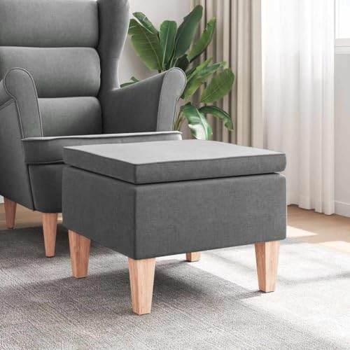 Tabouret en tissu résistant gris foncé et pieds bois stables