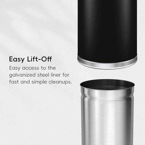 EKO Eternal 56L/15 Gallon Large Capacity Tall Commercial Trash Can, Round Open Top Waste Bin for Indoor and Outdoor, Black Steel Heavy-Duty, Durable Metal Garbage Bin for Home, Office, Restaurant by EKO - Image 4