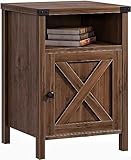 Catrimown Farmhouse Nightstand, Side Table End Table with Barn Door and Shelf, Modern Bed Side Table End Table, Rustic Nightstands Set for Bedroom, Living Room, Oak, 13.8D x 15.8W x 23.7H in