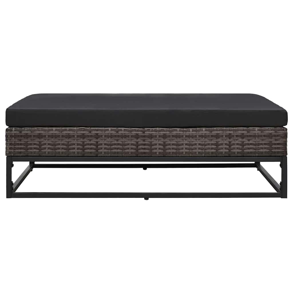 Set di 5 divani da giardino con cuscini, in polyrattan, grigio