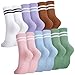 Utensilsto 6 Paare Socken Herren Damen, 35-38 Sportsocken Tennissocken Streifen Baumwolle Sport Socken für Damen Herren