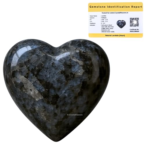 Image of Crystal Heaven Larvikite Crystal Heart Palm Pebbles Stones For Anxiety Stress Relief Massage-Aaa Grade Original Healing Gemstone Agate Heart Palm Stone For Yoga Meditation Spiritual