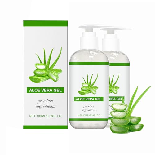 2 unidades de gel de aloe vera para el vello facial y corporal, crema hidratante natural, calmante y nutritiva, suave y ligero, fácil de usar, absorción rápida, uso versátil