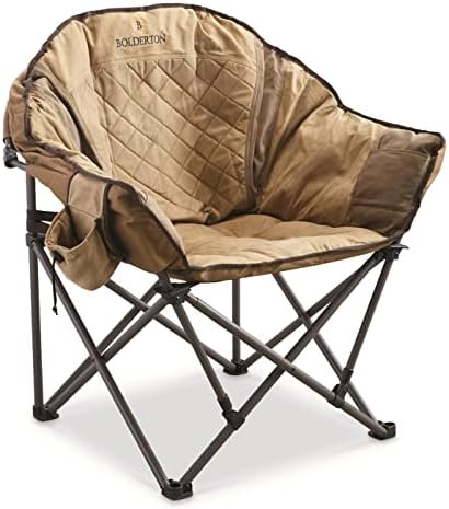 Bolderton Heritage Oversized Club, Camp Chair, Portable, Folding, 500-lb. Capacity, Brown