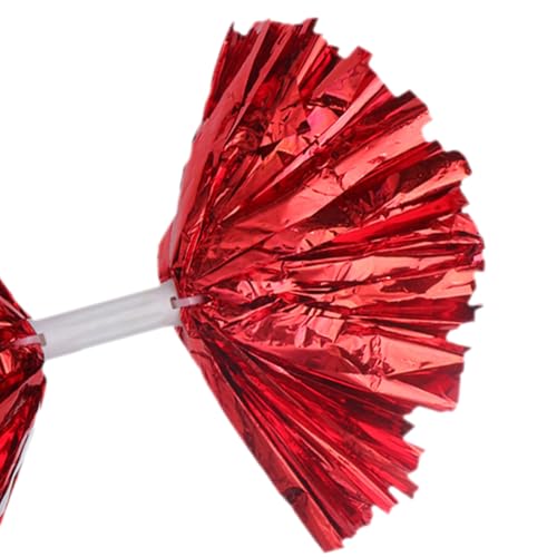 Pompons rouges de cheerleading robustes en plastique et métal - 3