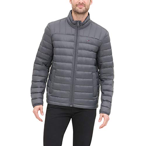 Tommy Hilfiger Men's Lightweight Water Resistant Packable Down Puffer Jacket (Standard and Big & Tall), Charcoal, XX-Large3