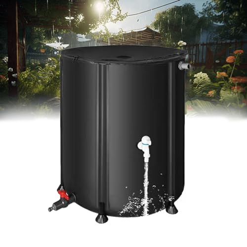 Faltbares Regenwassersammelsystem mit Ständer und Wasserhahn, 1000 l Fassungsvermögen, platzsparende Aufbewahrungslösung für Garten, inklusive Reißverschlussabdeckung