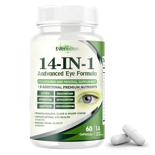 Evervision 14-in-1 Advanced Eye Formula - Eye Vitamin and Mineral Supplement for Eye Health - 60 Capsules (1pc)