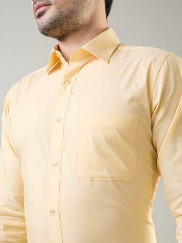Image of Raymond Men Slim Fit Fil-A-Fil Pattern Pure Cotton Semi Cutaway Collar Full Sleeve Formal Shirt