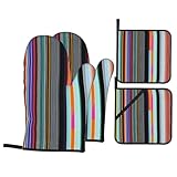 Photo Gallery guanti in silicone stampati con linee verticali irregolari, set da 4 pezzi, guanti da forno antiscottatura, guanti da forno per barbecue, guanti da cucina Photo Gallery guanti in silicone stampati con linee verticali irregolari, set da 4 pezzi, guanti da forno antiscottatura, guanti da forno per barbecue, guanti da cucina