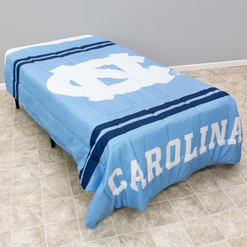 Image of College Covers Everything Comfy North Carolina Tar Heels Reversible Big Logo Soft and Colorful Comforter, Full