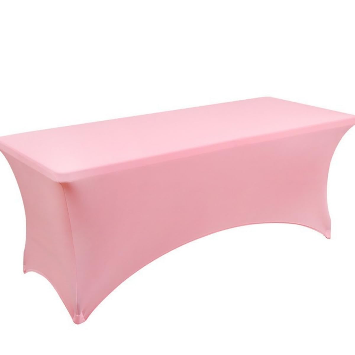 ENEN Kitchen Spandex Table Cover, Stretchable Tablecloth for Rectangle Tables, Washable, Wrinkle Resistant Stretch Fitted Patio Table Cover for Event, Wedding, Banquet & Party (Pink,8ft)