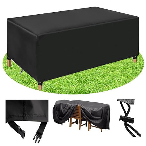HNKDKJ Funda para Mesa Exterior Impermeable Funda para Muebles de Jardin Exterior 240x40x60cm/Largo x Ancho x Alto 420D Tela Oxford Cubierta de Mesa Funda Sofa Jardin Rectangular/Cuadrada - Negro