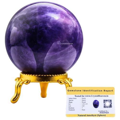 Image of Certified Amethyst Crystal Ball for Meditation | Premium Crystal Vastu Items for Home and Feng Shui Items for Good Luck - Pooja Supplies and Spiritual Practices (1.5 inch Inch)