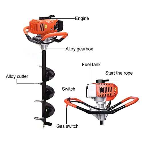 image for PRIJESSE 62cc Post Hole Digger 2-Stroke Petrol Gas Powered Earth Digge