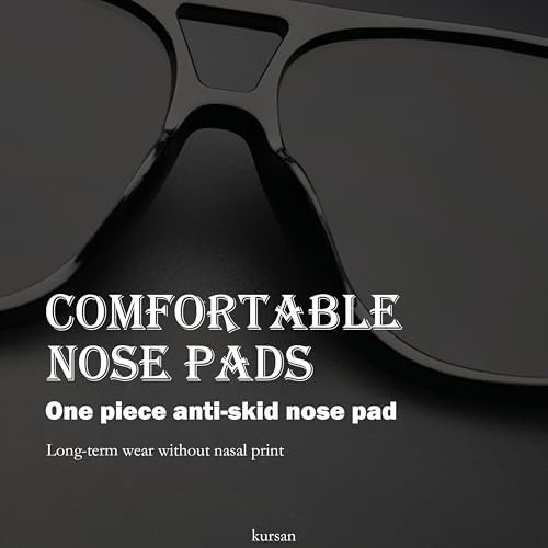 Kursan Oversized Aviator Sunglasses for Women Men Vintage Black Double Bridges Sun Glasses4